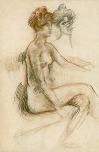 Estudio de un desnudo sentado, brazo izquierdo levantado, c.1890